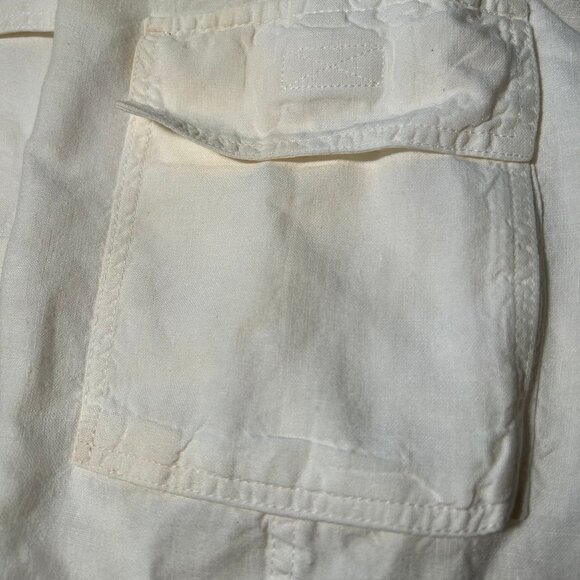 Mens Vilebrequin White 100% Linen Flat Front Drawstring Cargo Shorts 3XL - Picture 14 of 14